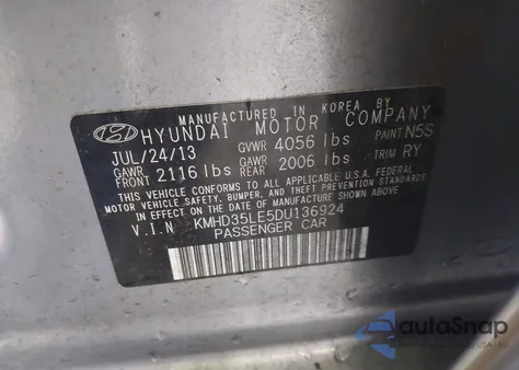 2013 Hyundai Elantra Gt из США, поврежденный, VIN KMHD35LE5DU136924